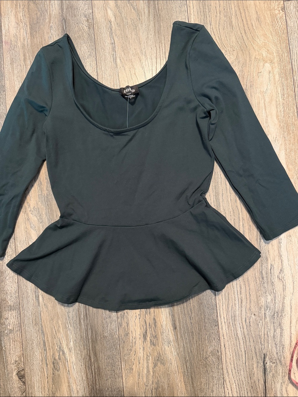 bebe dark green Peplum Scoop-Neck Top